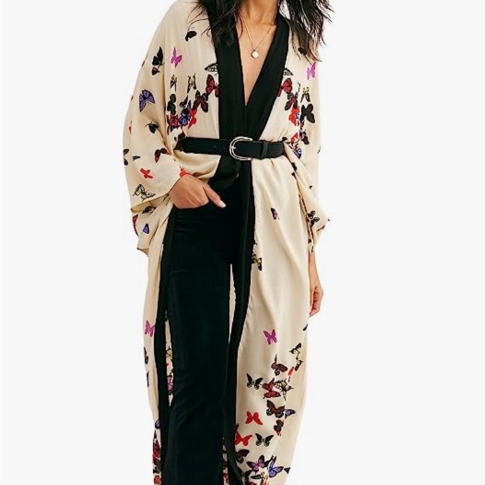 Free People Butterfly Kisses Kimono in Natural